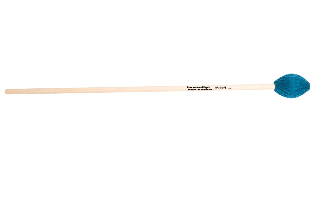 Medium Hard Marimba Mallets, Teal Yarn - Natural Birch