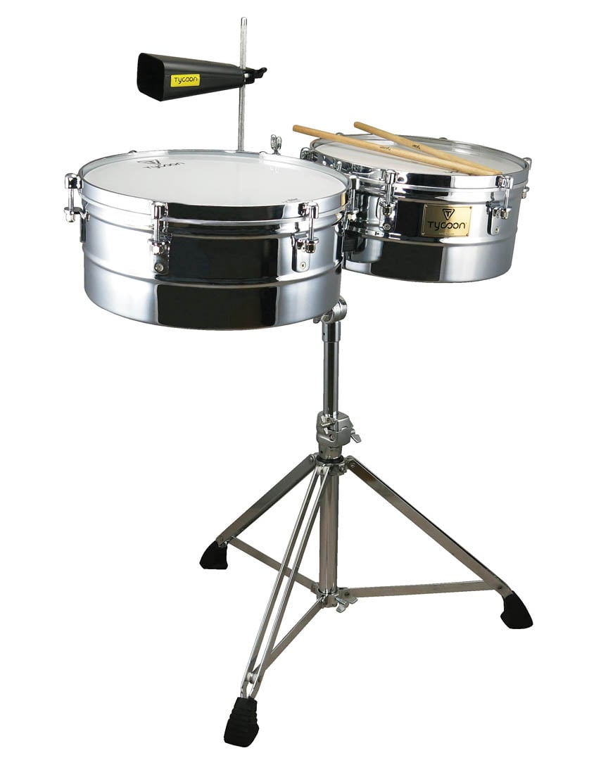 755201 14 in. & 15 in. Shell Timbales - Chrome
