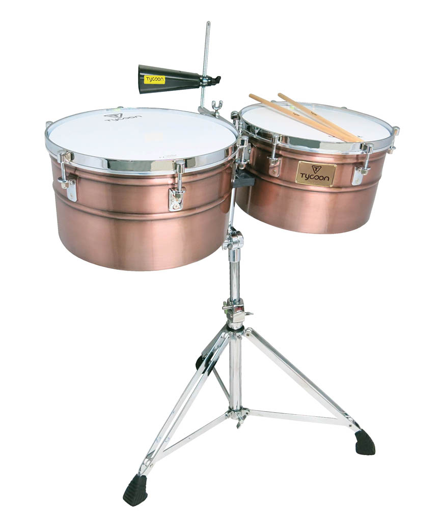 755208 14 in. & 15 in. Deep-Shell Timbales - Antique Copper