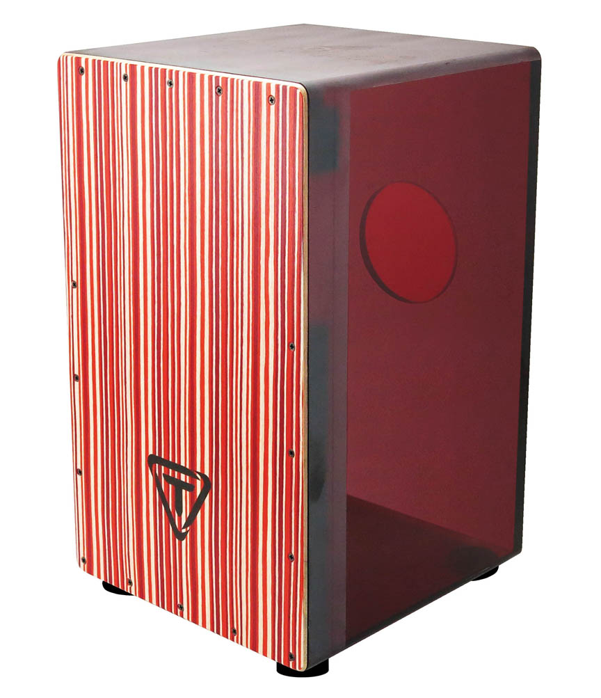 755253 29 Series Acrylic Cajon with Black Makah Burl Front Plate - Cherry Red