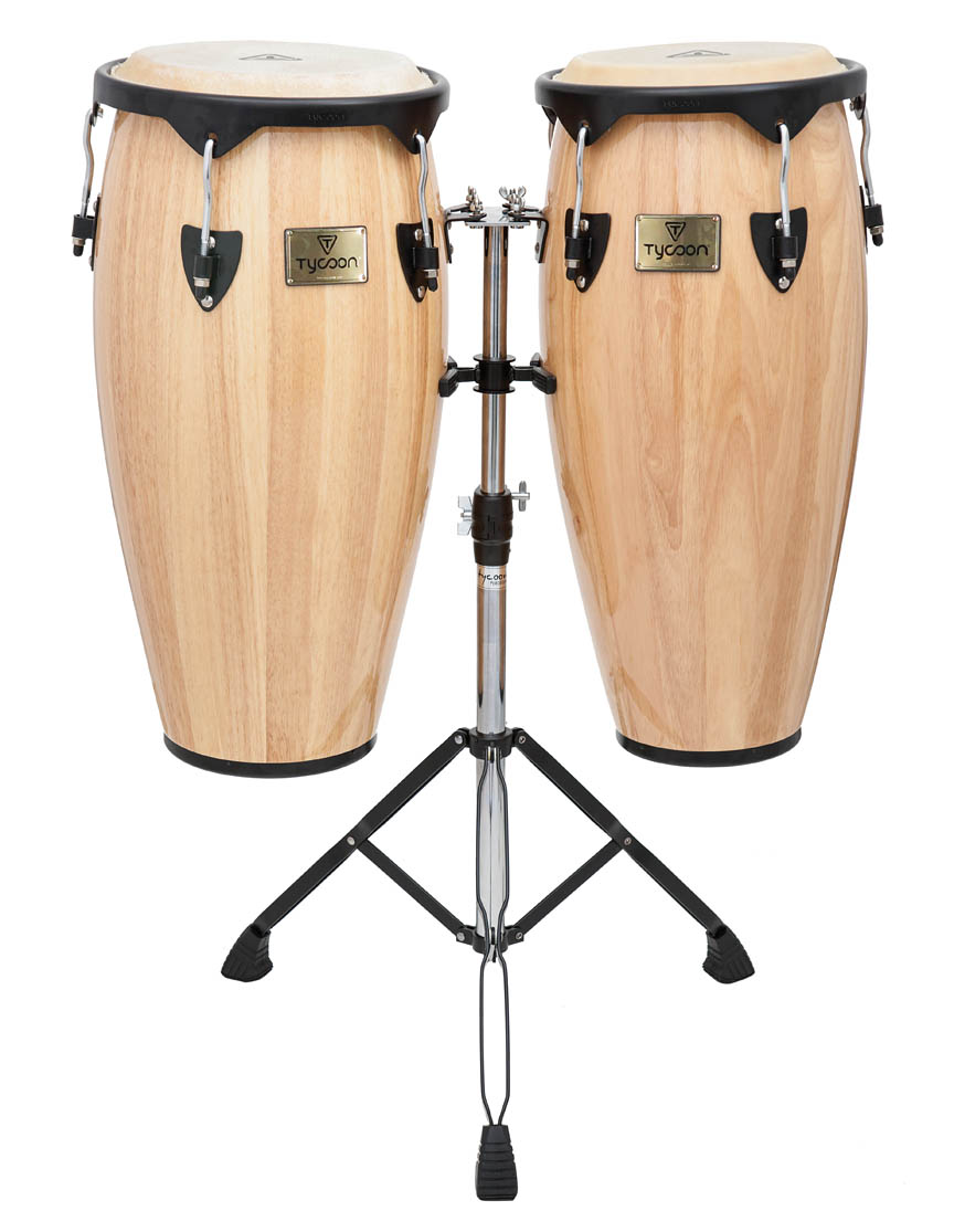 750696 10 & 11 in. Supremo Series Natural Congas with Black Hardware