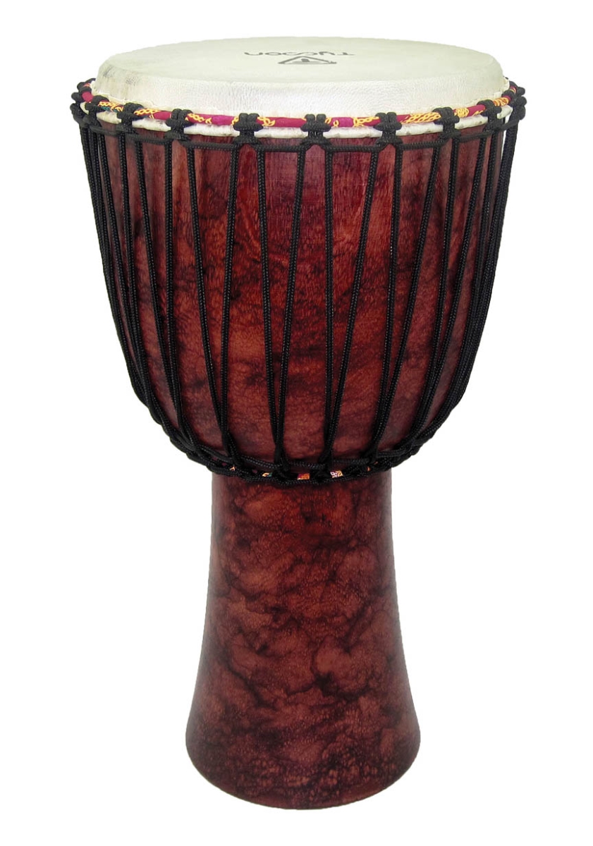 142633 12 in. Red Marble Rope Tuned Djembe
