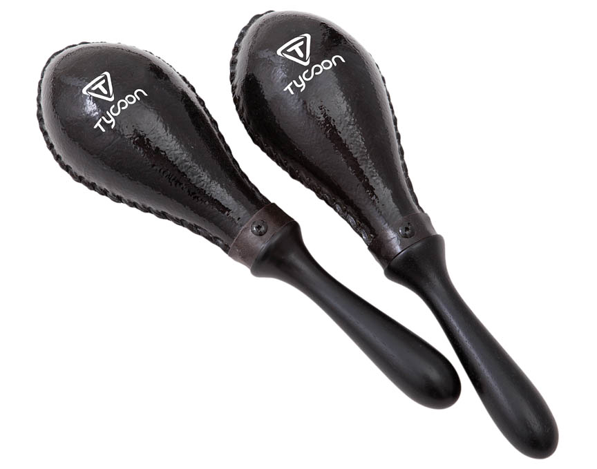 142635 Percussion TMS-110 BK Large Oval Rawhide Maracas, Black