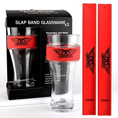 Picture of iConic 2M-A02-3003 Aerosmith Slap Band Pint Glasses&#44; Red Slap Band with Black Logo - Pack of 2