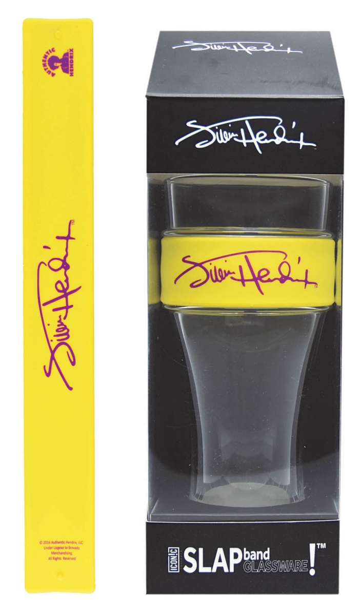 Picture of iConic 2M-J08-3012 Single Pint Slap Band with Jimi Hendrix&#44; Yellow Band & Purple Sig Logo