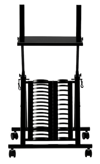 Adjustable Karaoke Stand - Black - Height Adjustable - Includes CD & Tape Storage