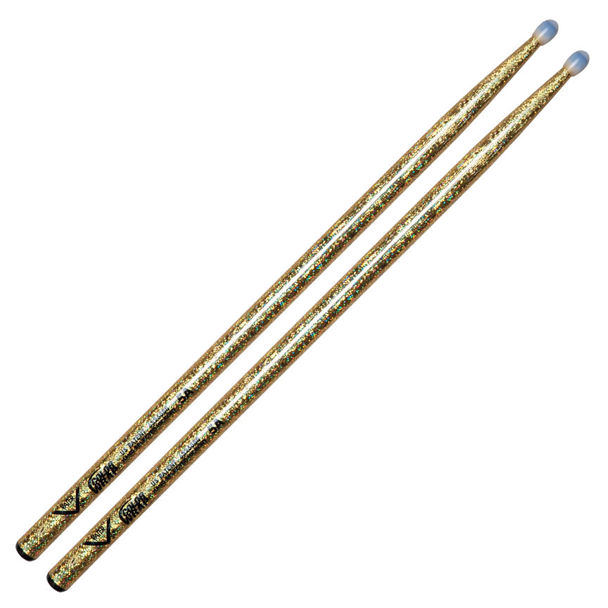 Color Wrap 5A Gold Sparkle Nylon Tips Drumsticks
