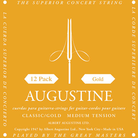 Picture of Augustine HLSETGOLDPK Classic Gold Medium Tension Nylon Guitar Strings&#44; Pack of 12