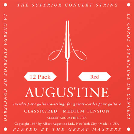 Picture of Augustine HLSETREDPK Classic Red Medium Tension Nylon Guitar Strings&#44; Pack of 12