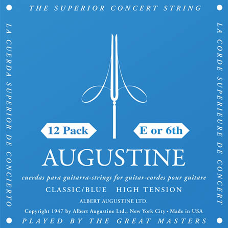 Picture of Augustine HL6BLUEPK Single Blue E or 6th High Tension Nylon Guitar Strings&#44; Pack of 12