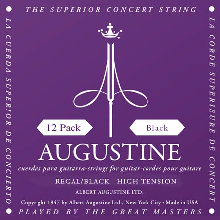 Picture of Augustine HLSETREGBLACKPK Regal Black High Tension Nylon Guitar Strings&#44; Pack of 12