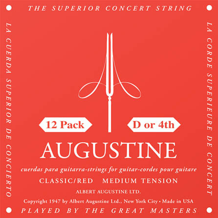 Picture of Augustine HL4REDPK Single Red D or 4th Nylon Guitar Strings&#44; Pack of 12