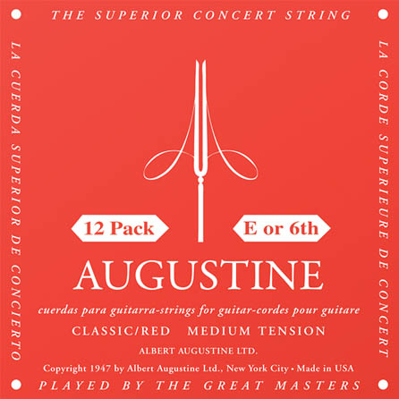 Picture of Augustine HL6REDPK Single Red E or 6th Nylon Guitar Strings&#44; Pack of 12