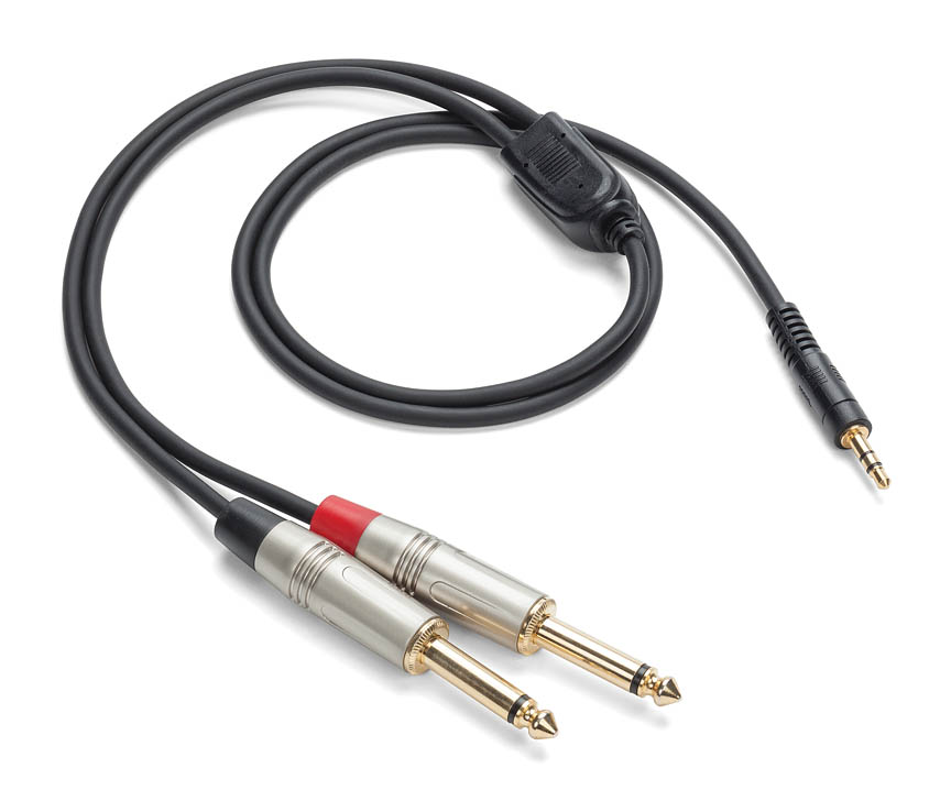 TRS Stereo to Dual 0.25 in. TS Breakout Cable - Black - 3 ft - Durable Design