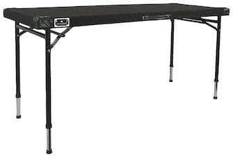 Adjustable DJ Gear Table - Black Carpet Finish - 60 x 22 in. - Durable Corners