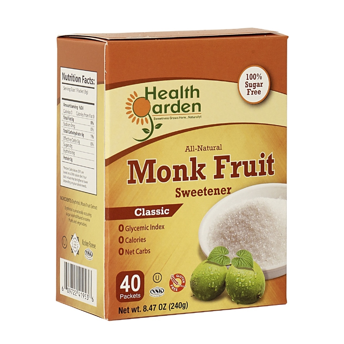 Picture of Health Garden 857722006236 Monk Fruit All Natural Sweetener  40 Count 