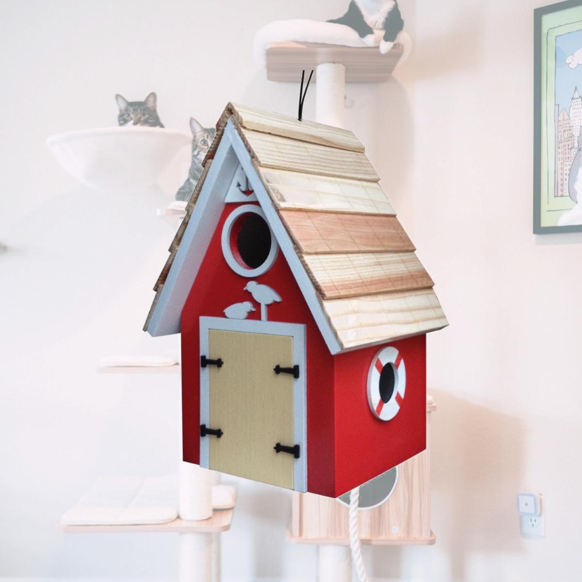 Picture of Home Bazaar HB-9514RS Dockside Cabin Birdhouse, Red