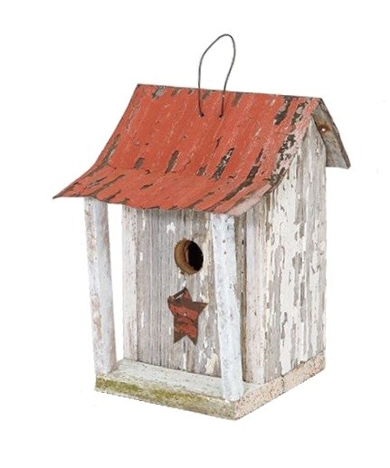 Picture of Home Bazaar HBA-1009S Beavertown Bird Shack, White with Red Roof