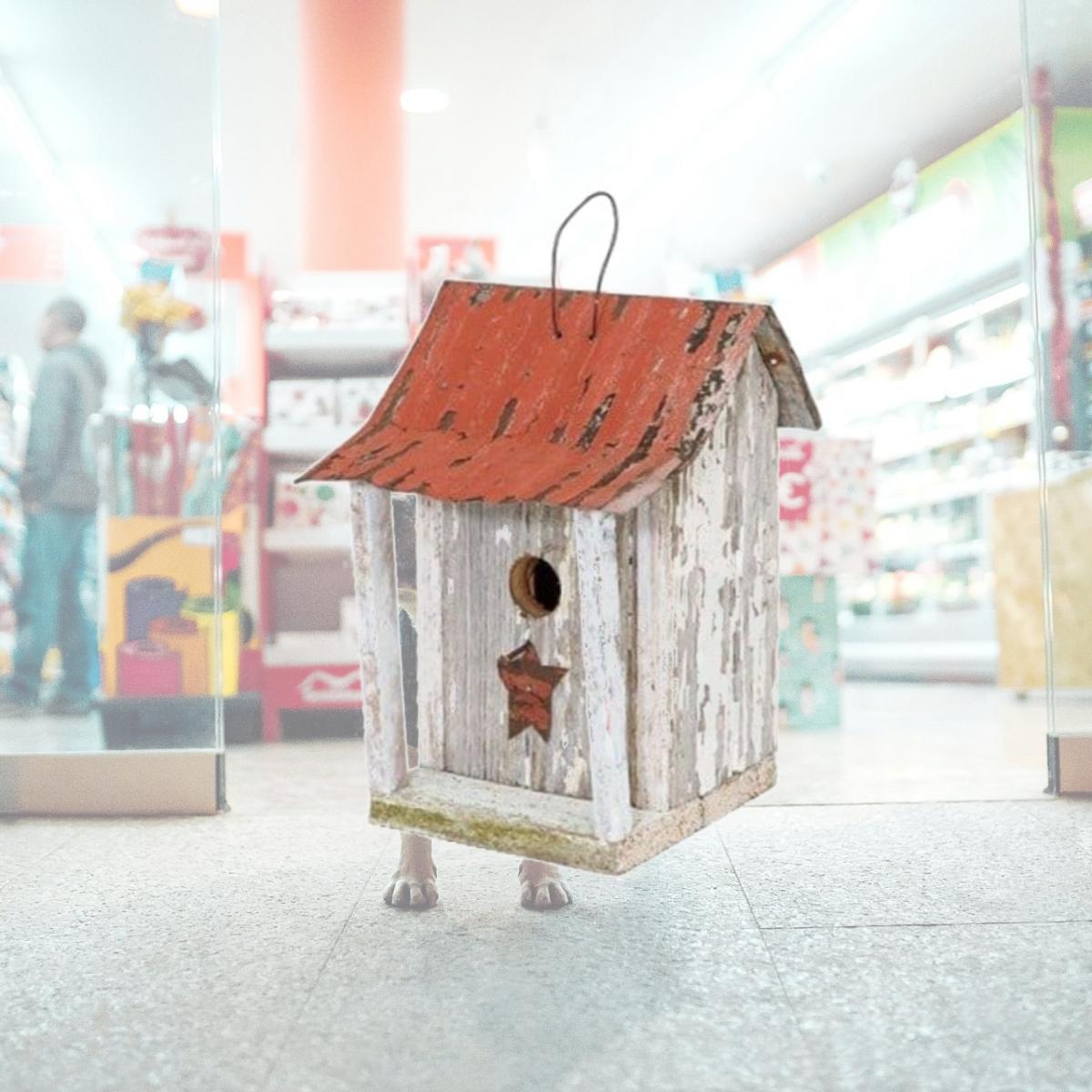 Picture of Home Bazaar HBA-1009S Beavertown Bird Shack, White with Red Roof