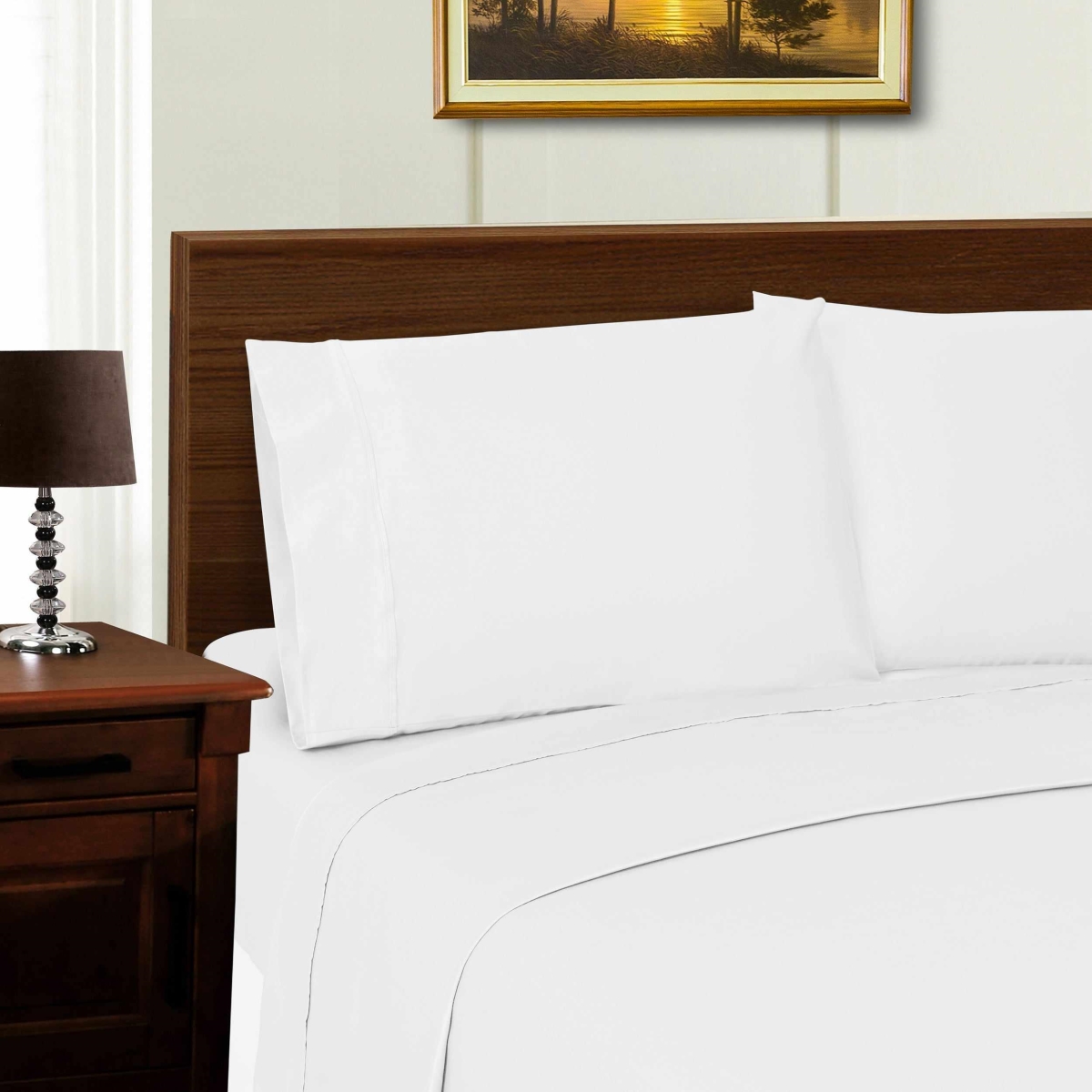 TP1000CKSH SLWH Superior Solid 1000-Thread Count Lyocell-Blend Sheet Set, White - California King Size