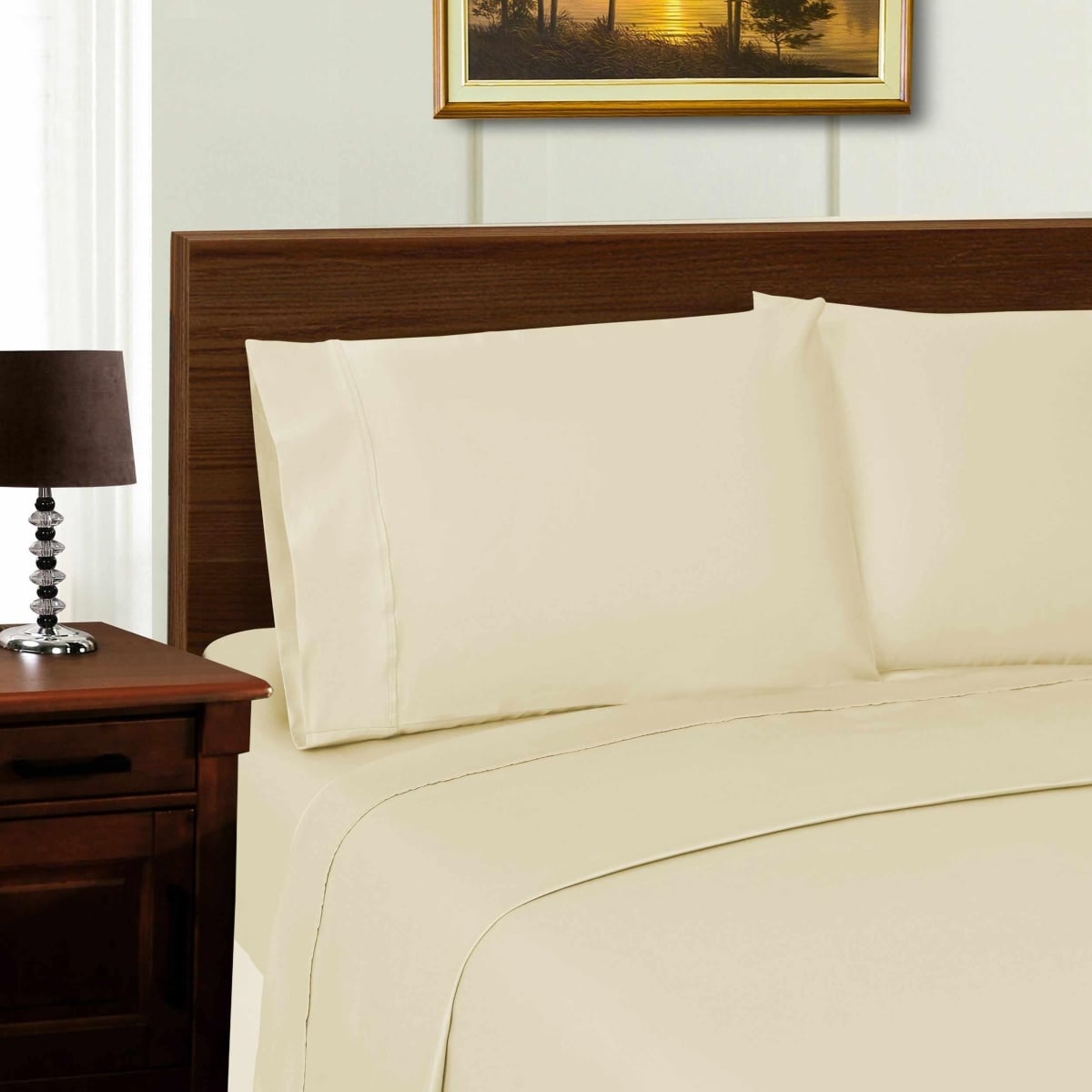 TP1000KGSH SLIV Superior Solid 1000-Thread Count Lyocell-Blend Sheet Set, Ivory - King Size