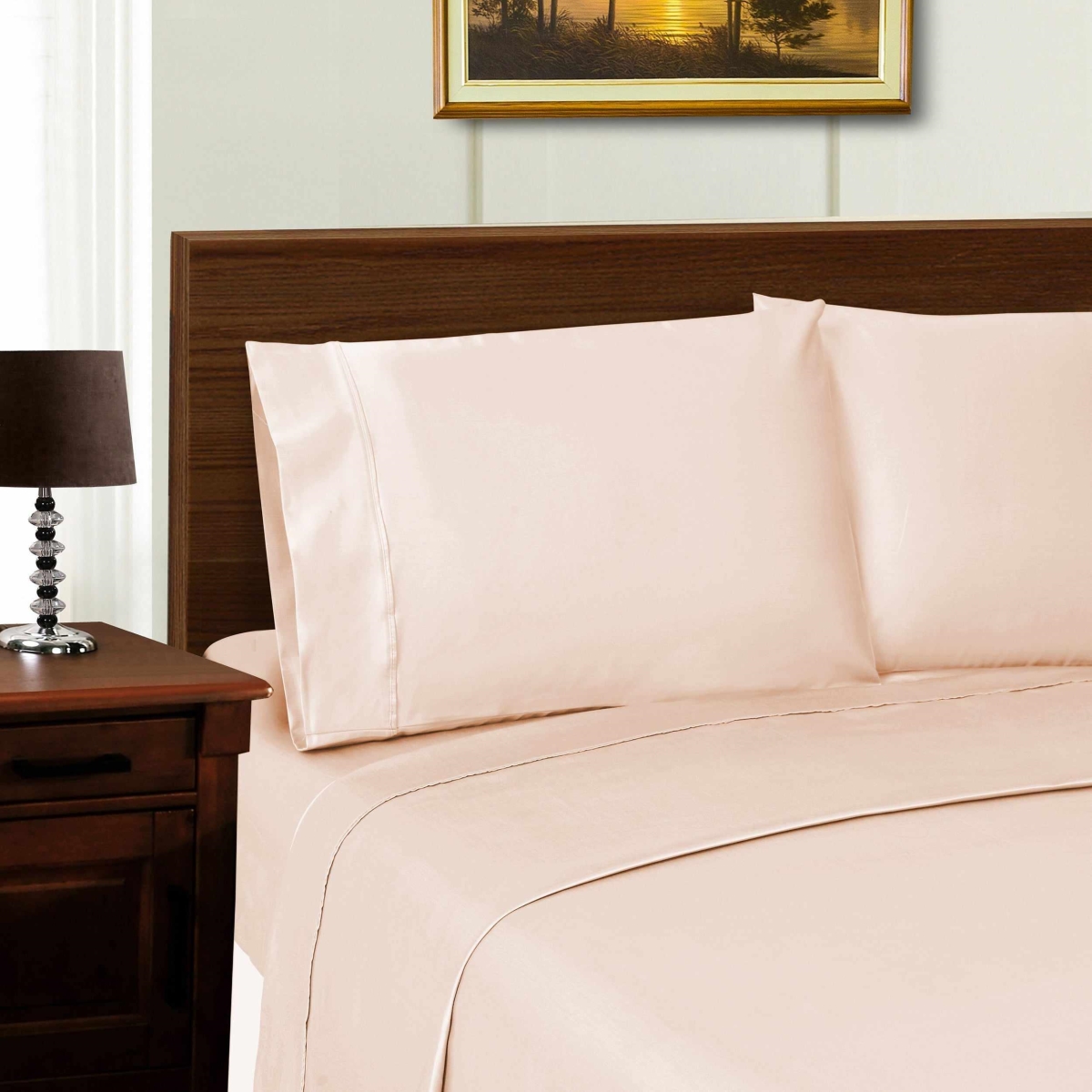 TP1000KGSH SLPK Superior Solid 1000-Thread Count Lyocell-Blend Sheet Set, Pink - King Size