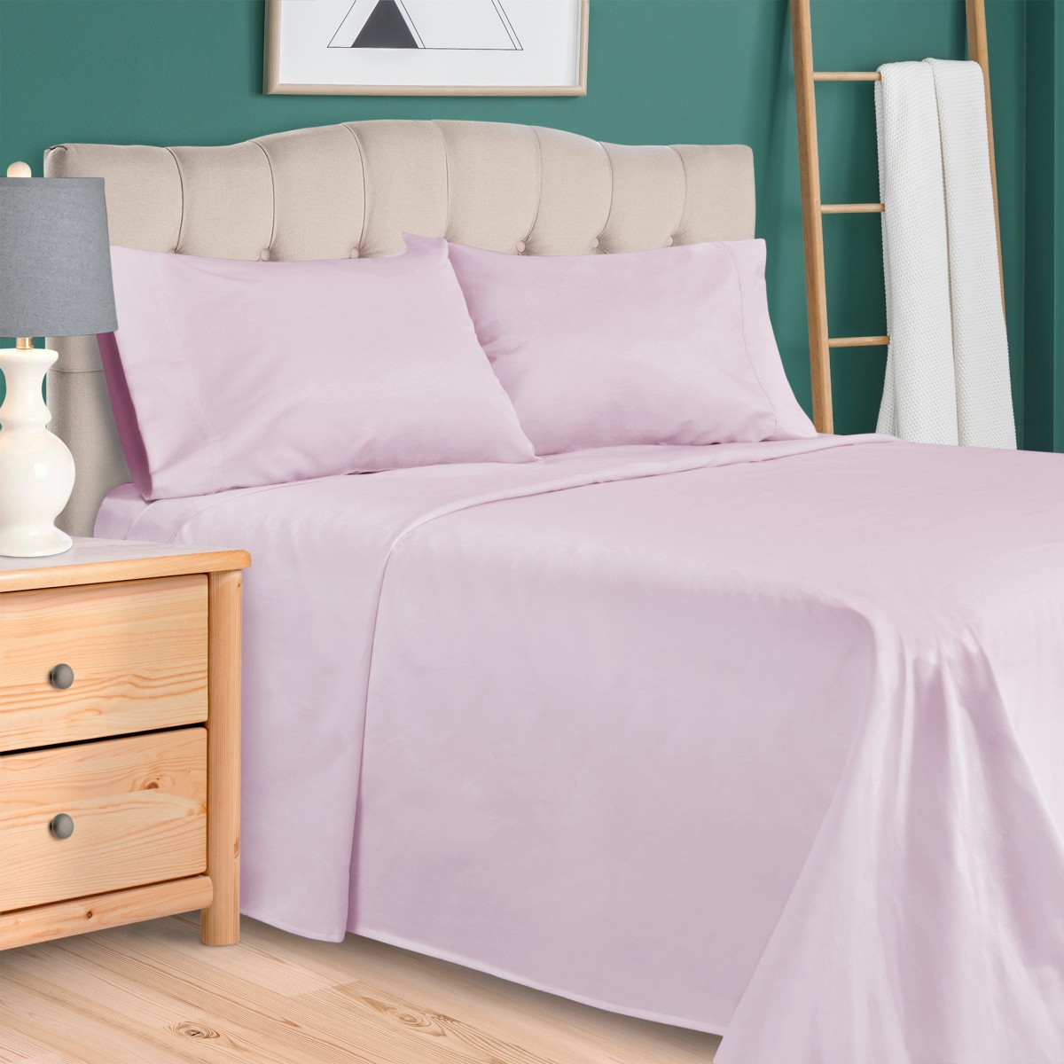 300XLSH SLLI Superior Egyptian Cotton 300 Thread Count Solid Deep Pocket Bed Sheet Set, Lilac - Twin Size - Extra Large