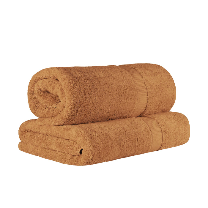 900 GSM BSHEET RT Egyptian Cotton Highly Absorbent 2 Piece Ultra-Plush Solid Bath Sheet Set, Rust - 34 x 68 in.