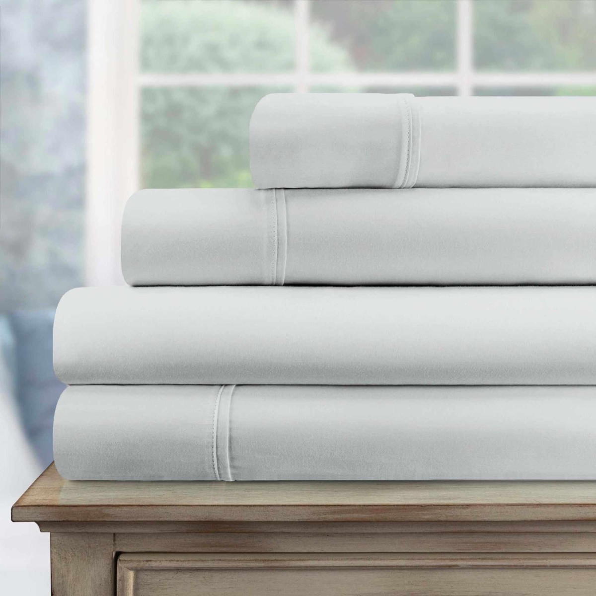 800KGSH SLCE Egyptian Cotton 700 Thread Count Breathable Deep Pocket Bed Sheet Set, Chrome - King Size
