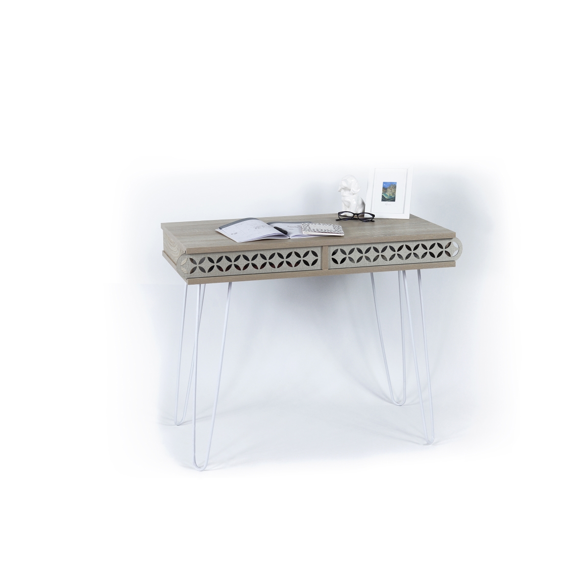 Picture of Homedora HD-ON45RF-ILL-MT190612 Illia Desk&#44; Oak & White