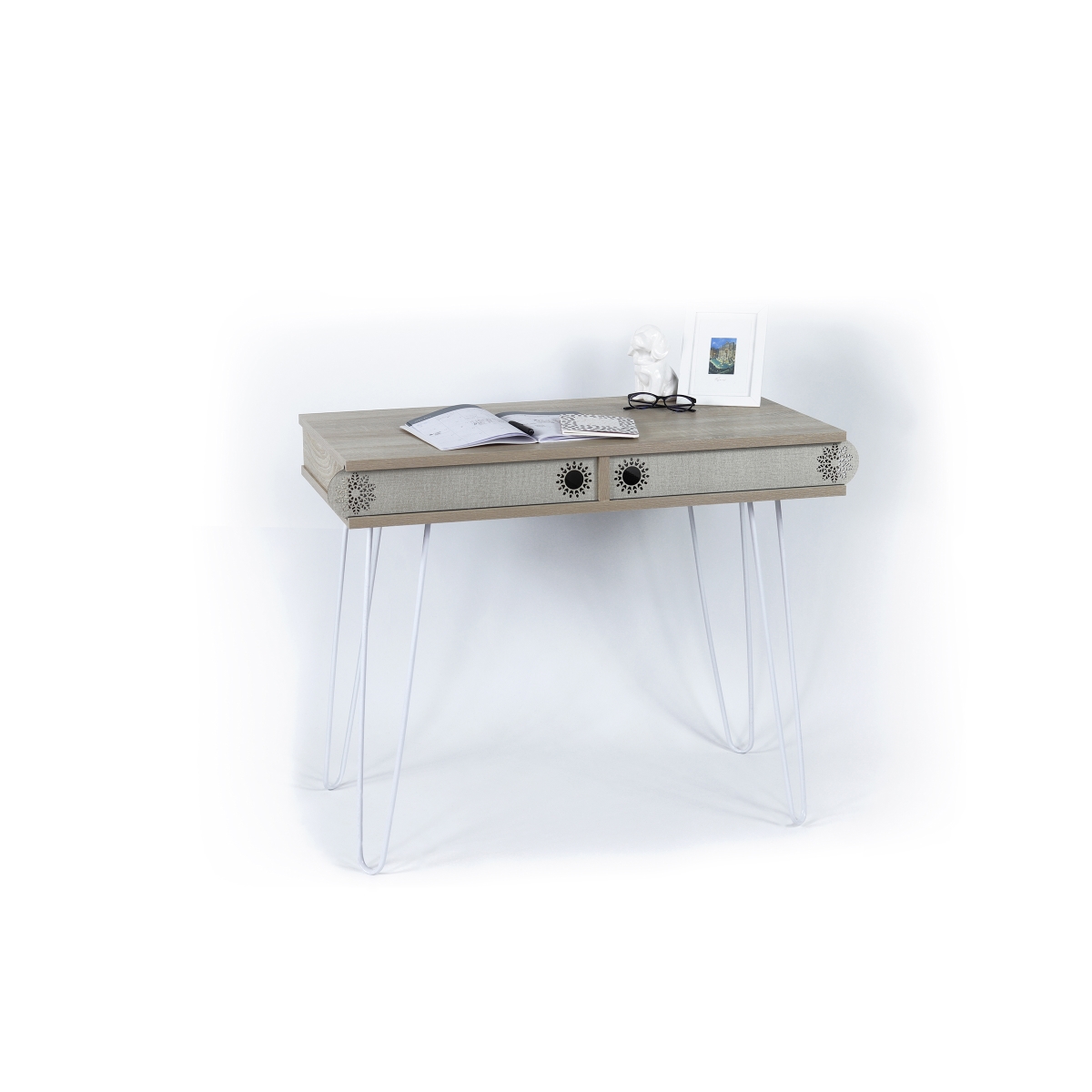 Picture of Homedora HD-ON45RF-ILL-MT190622 Zillia Desk&#44; Oak & White
