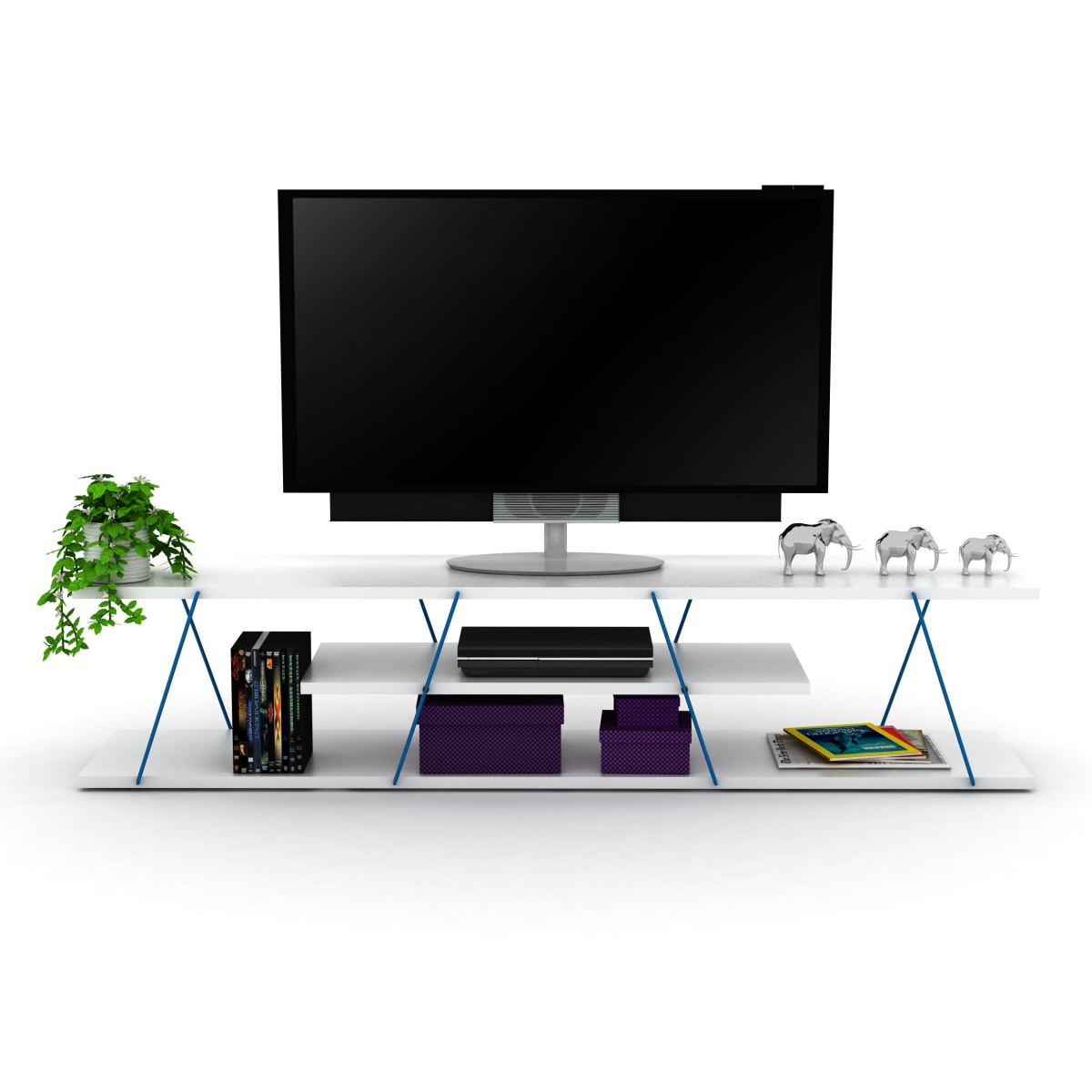 Tars TV Unit, White Blue