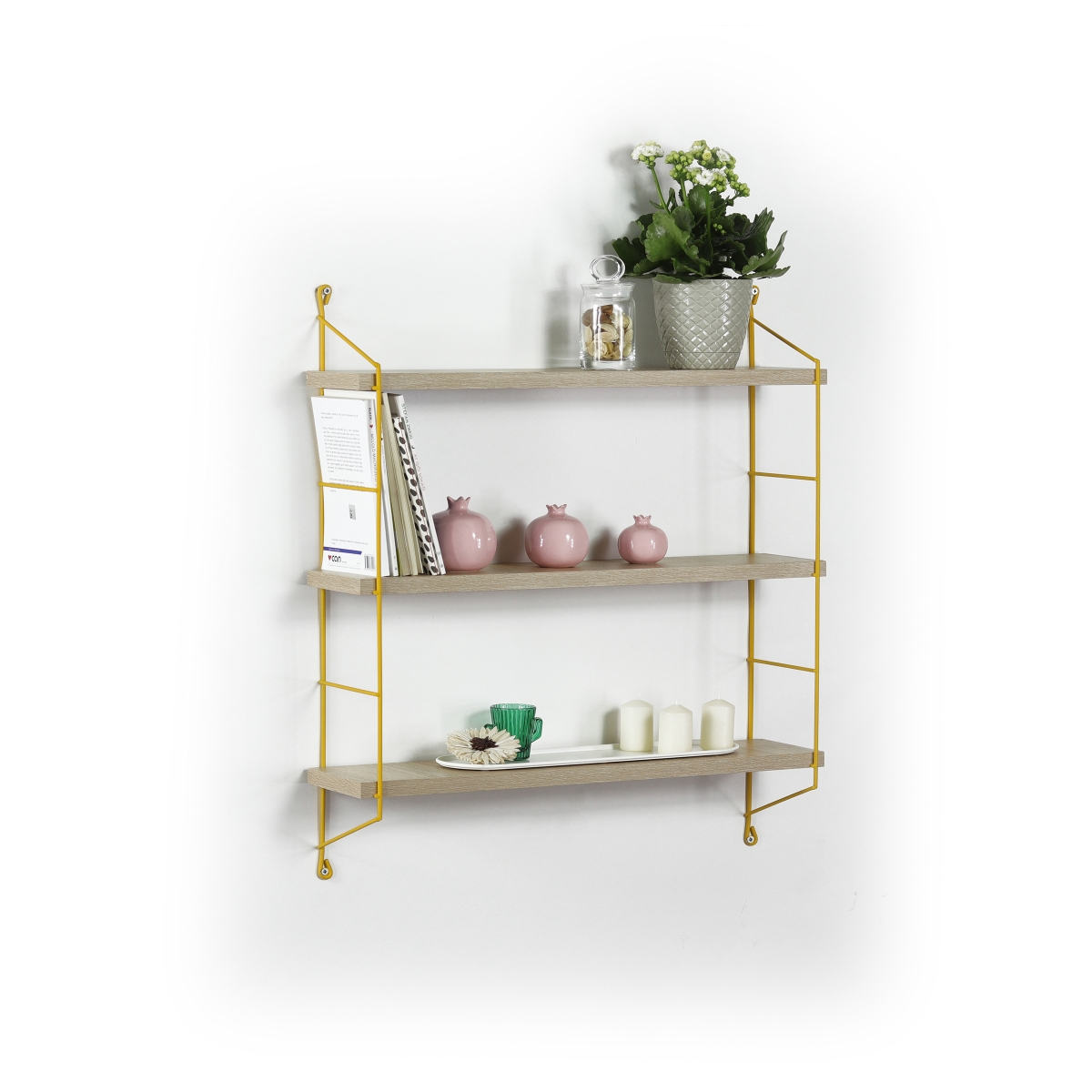 Neelix Triple Shelf, Oak & Yellow