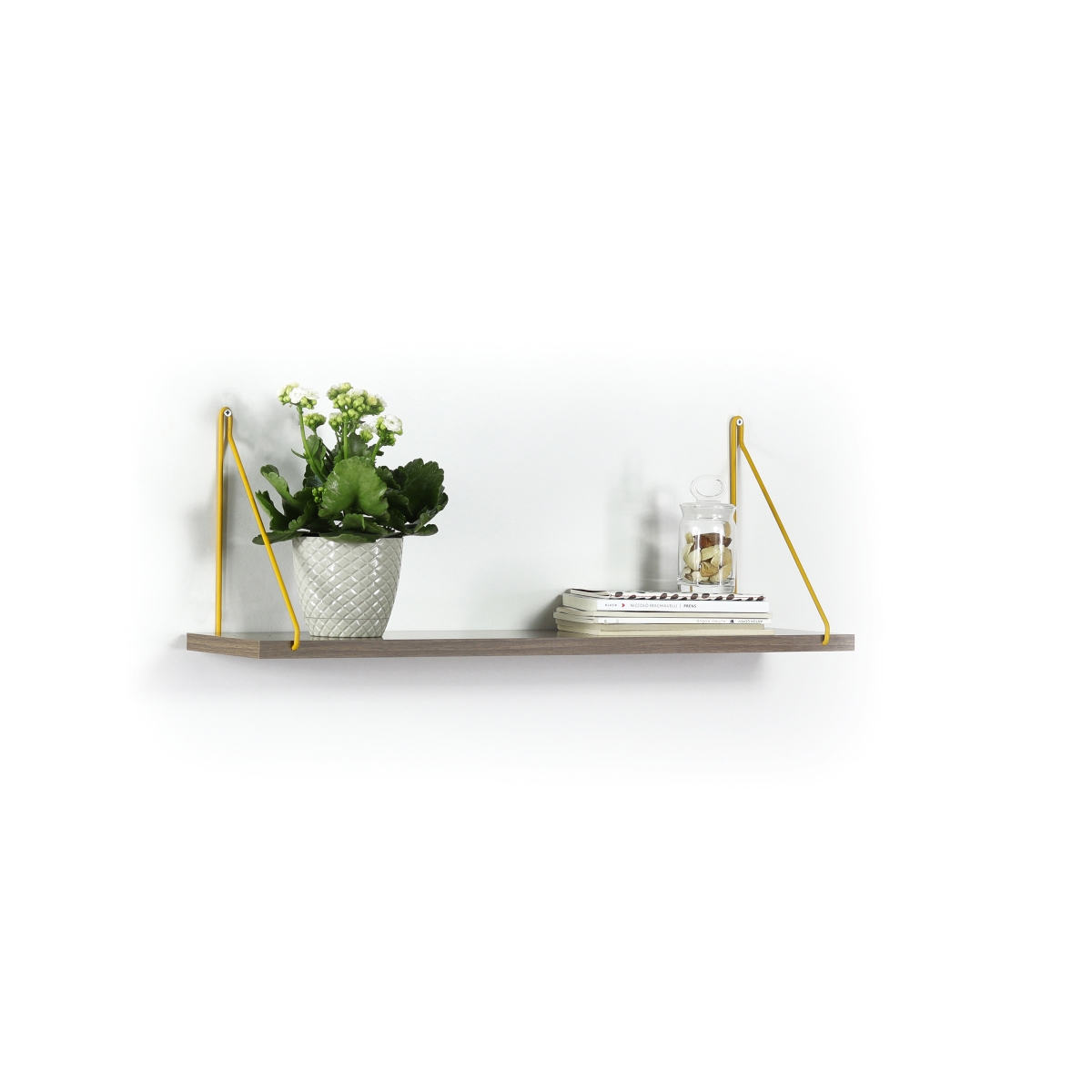Palmer Decorative Shelf, Walnut & Yellow