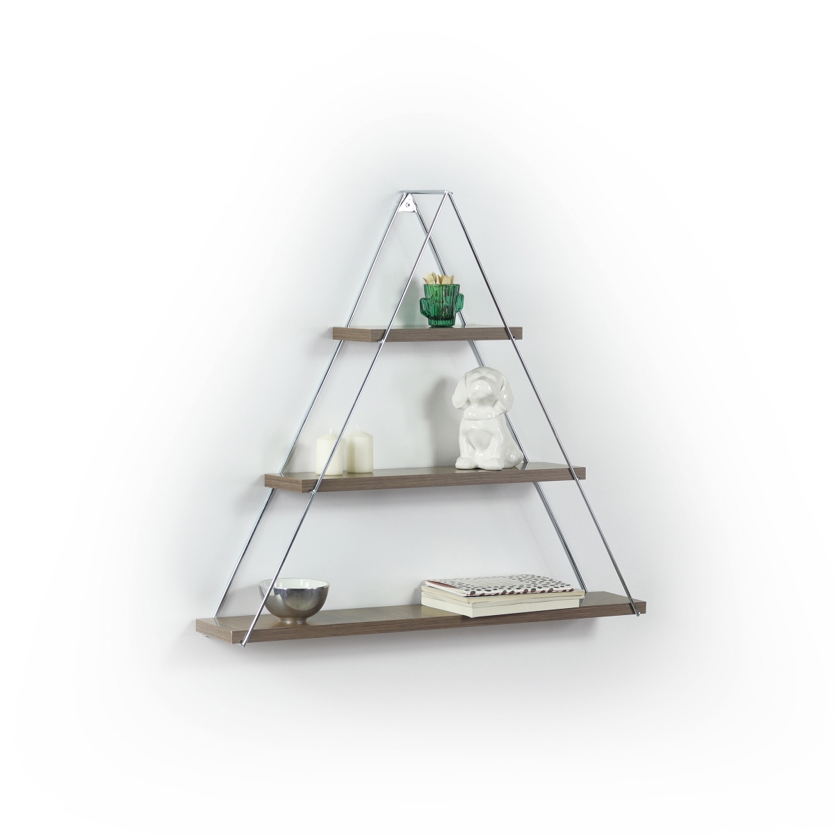 Moset Decorative Shelf, Walnut & Chrome