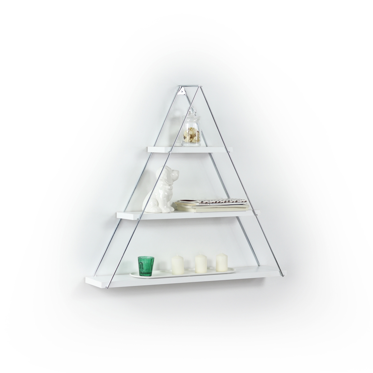 Moset Decorative Shelf, White & Chrome