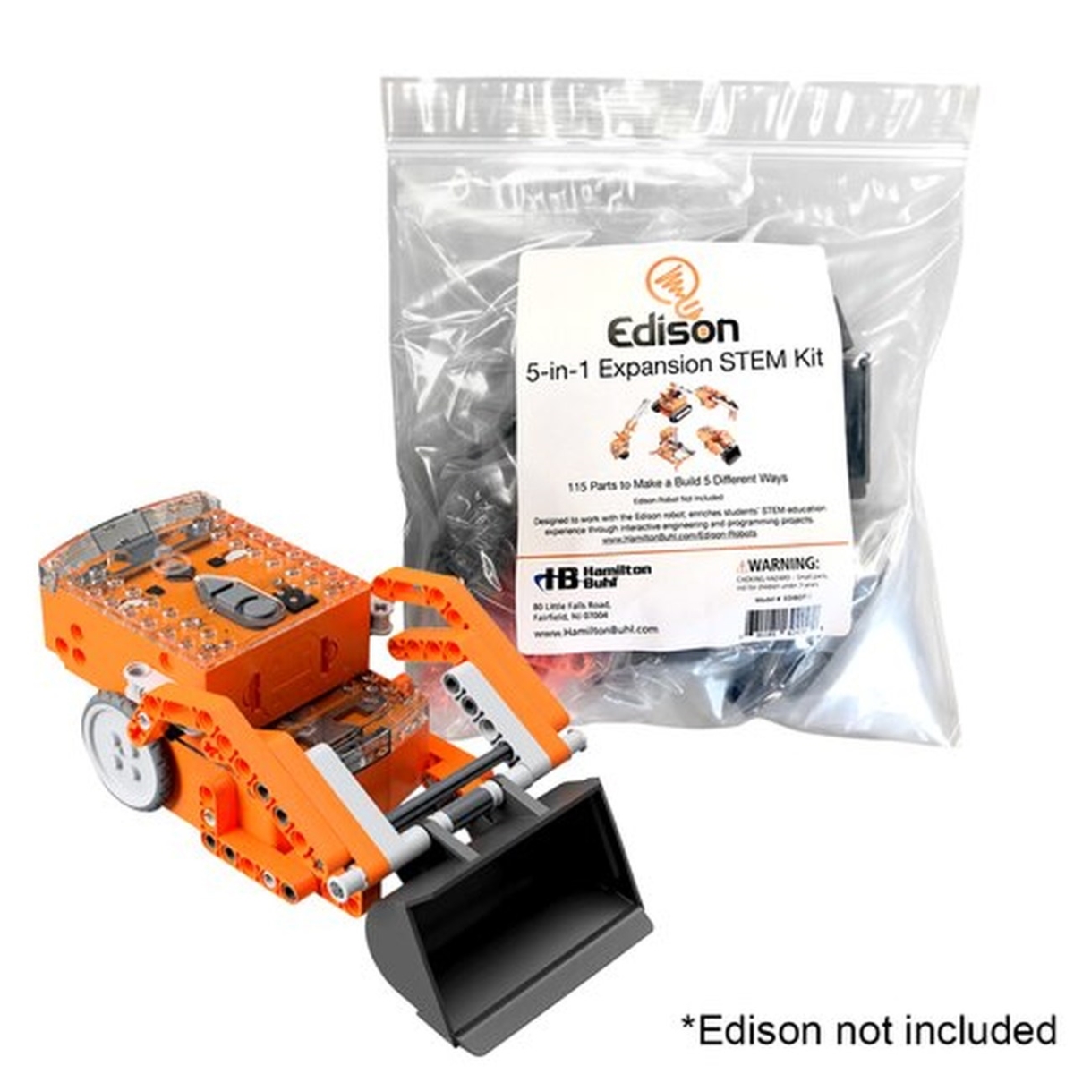HamiltonBuhl EDIBOT-C Edibot-C Robot Expansion Construction Kit for Pre K-12, Orange, Black & Gray
