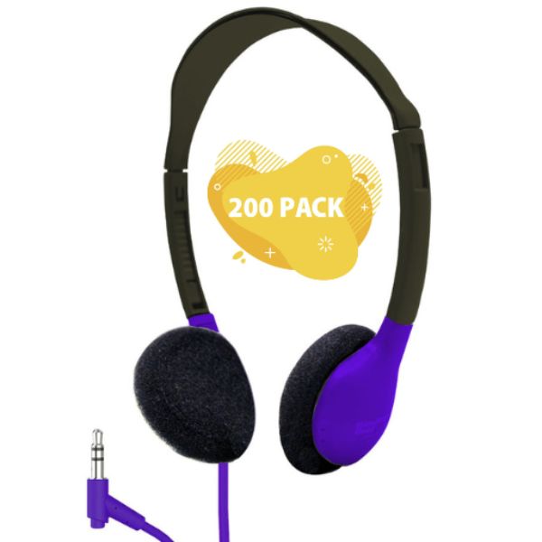 Personal On-Ear Stereo Headphone, Purple - Pack of 200