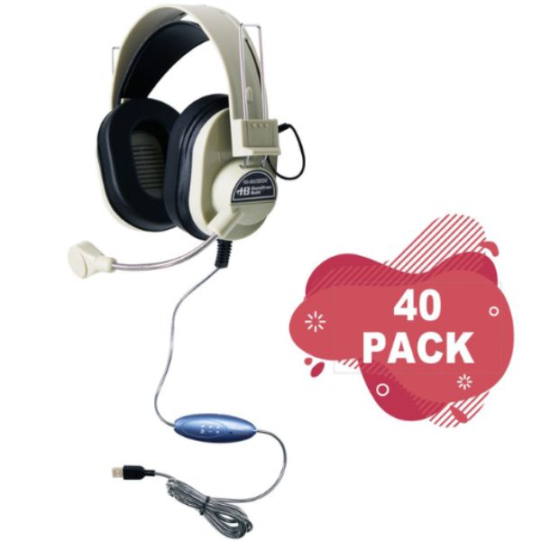 Picture of HamiltonBuhl HA66USBSM-40 Deluxe USB Headset with Gooseneck Microphone - Pack of 40