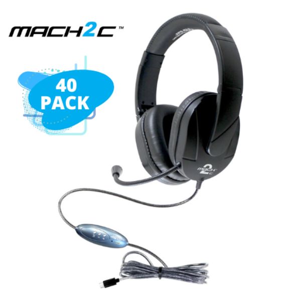 Picture of HamiltonBuhl M2USBC-40 MACH-2 USB Type-C Deluxe-Sized Multimedia Headset with Steel Reinforced Gooseneck Mic - Pack of 40