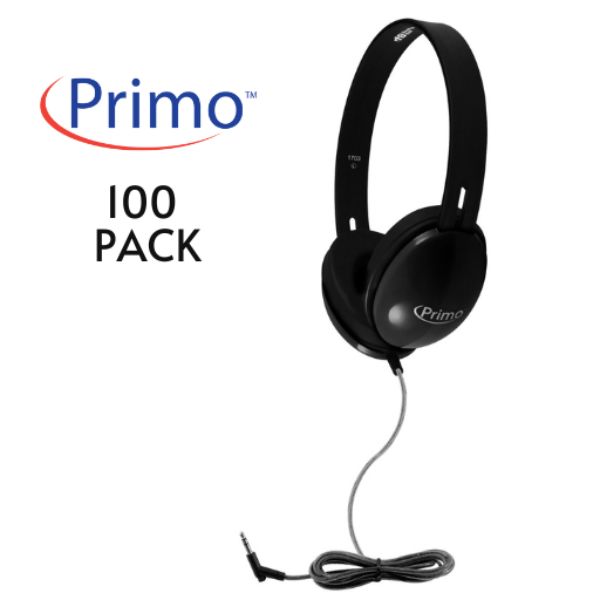 Picture of HamiltonBuhl PRM100B-100 Primo Stereo Headphones&#44; Black - Pack of 100