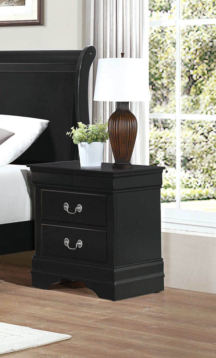2147BK-4 23.75 x 15.75 x 21.5 in. Mayville Night Stand - Black -  Home Elegance