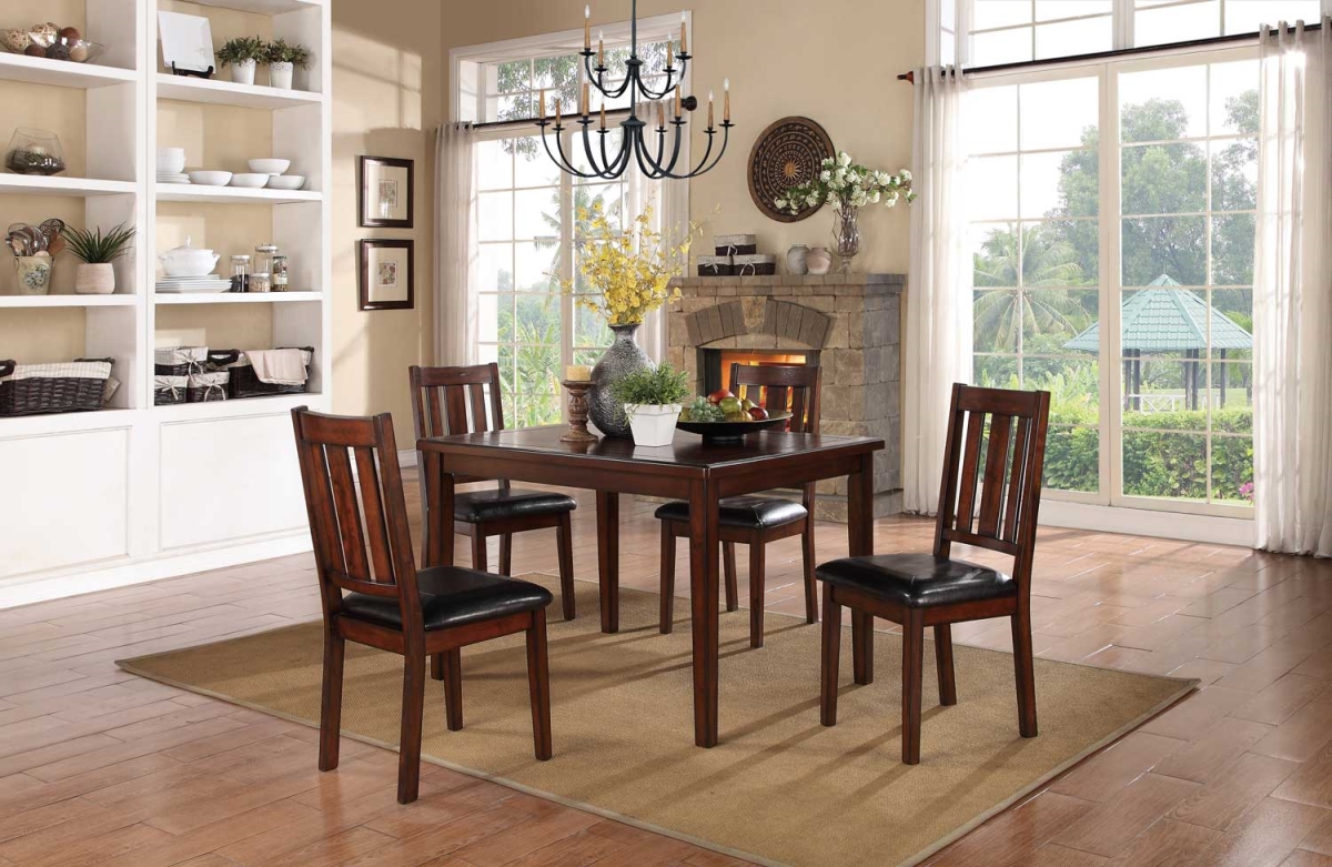 Picture of Home Elegance 5103 5 Piece Mosely Dinette Set - Dark Brown Cherry