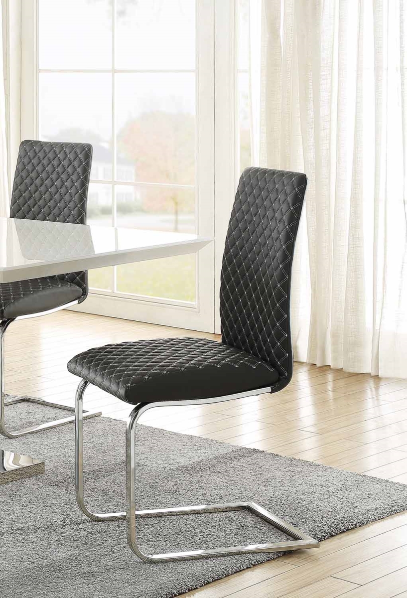 5503S 39.5 x 22 x 16.5 in. Yannis Side Chair with Chrome Tube - Gray - Set of 2 -  Home Elegance