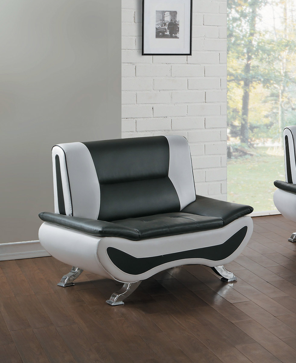 Picture of Home Elegance 8219-1 35 x 34 x 43 in. Veloce Chair - Black & Ivory