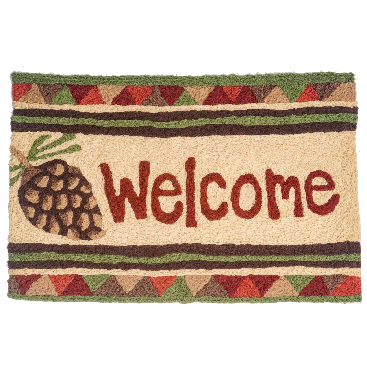 Pine Cone Welcome Machine Washable 20" x 30" Jellybean Accent Rug
