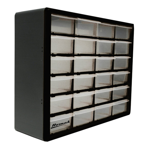 Picture of Homak HA01024152 15.62 x 19.75 x 6.25 in. 24 Drawer Plastic Parts Organizer - Clear & Black
