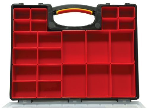 HA01122238 Plastic Tool Organizer with 22 Removable Bins - Clear & Orange