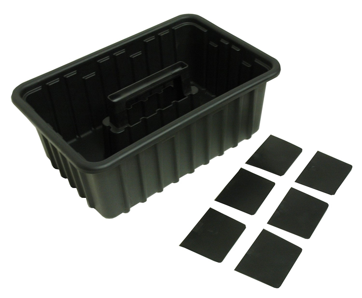 Plastic Tray with 6 Dividers - Black