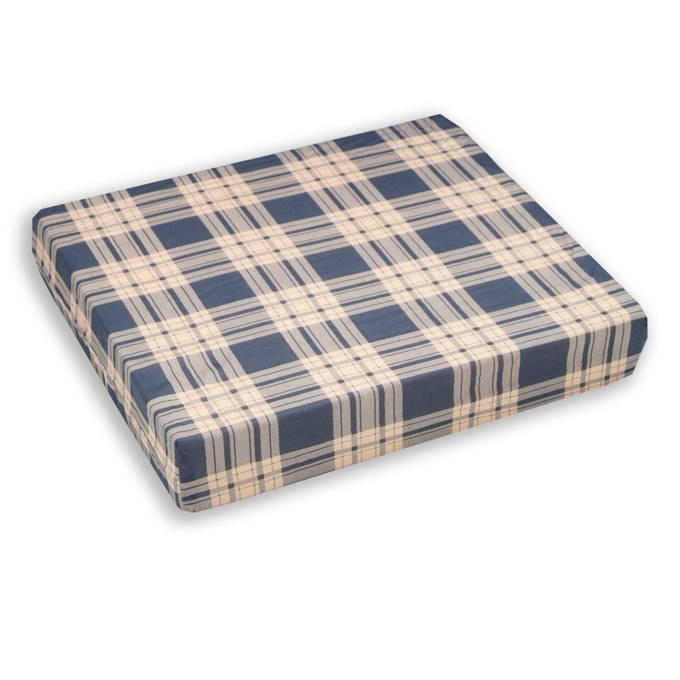 Convoluted Wheelchair Cushion with Plaid Cover